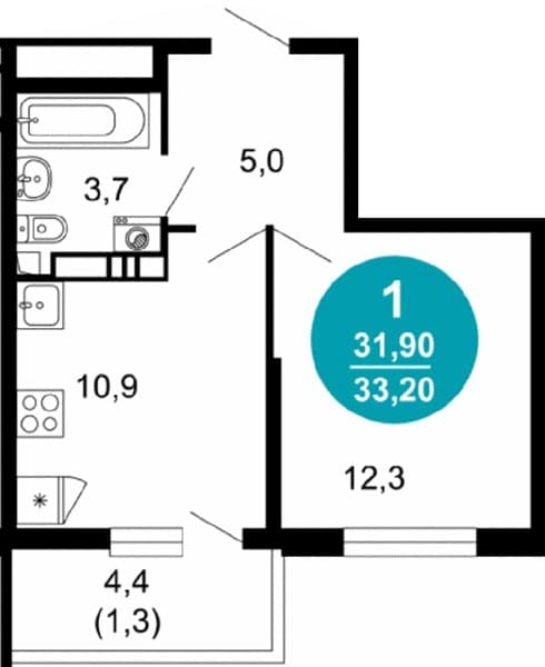 1-Bedroom Apartment in Lestoriya, Sochi