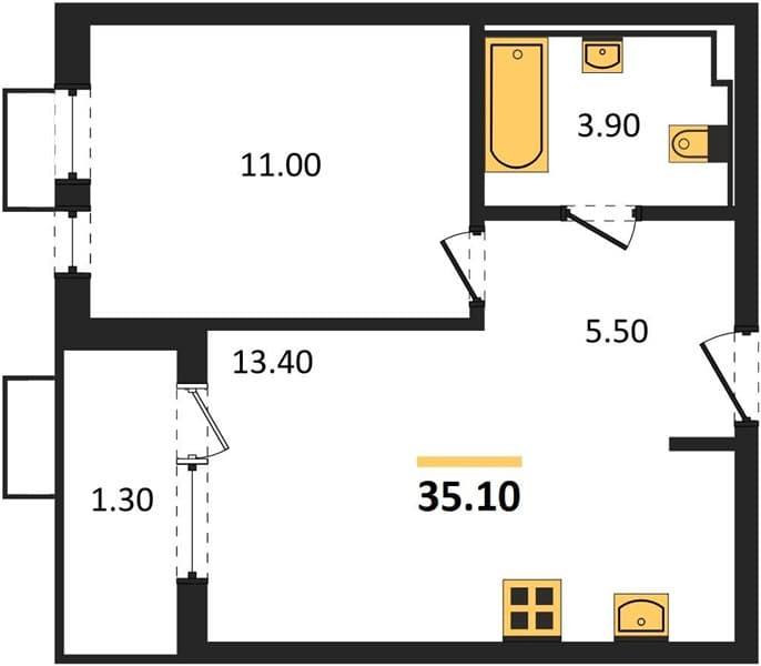1-Bedroom Apartment with Sea View in Novorossiysk