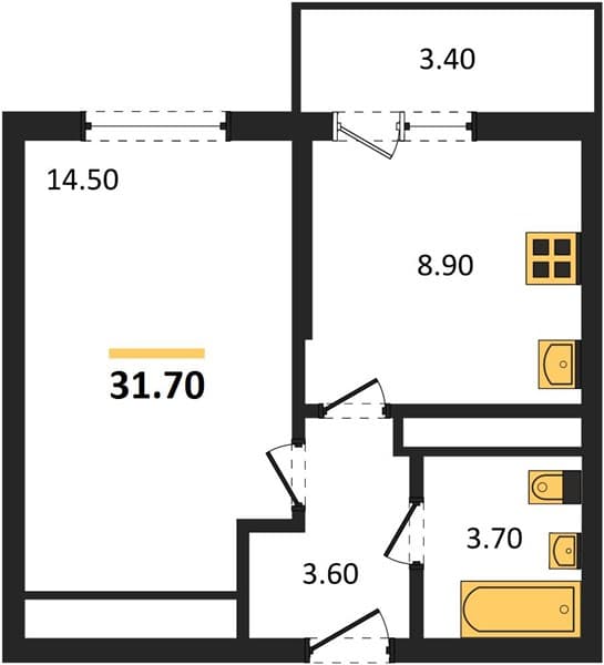 1-Bedroom Apartment in Oblaka-3, Novorossiysk