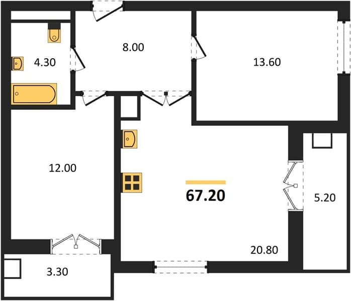 2-Bedroom Apartment in Gostinichny Kompleks More Tut, Golubitskaya