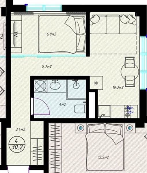 Studio Apartment in Olivia, Sochi