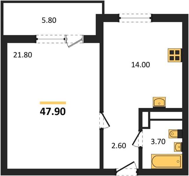 1-Bedroom Apartment in Gorny Kvartal, Sochi