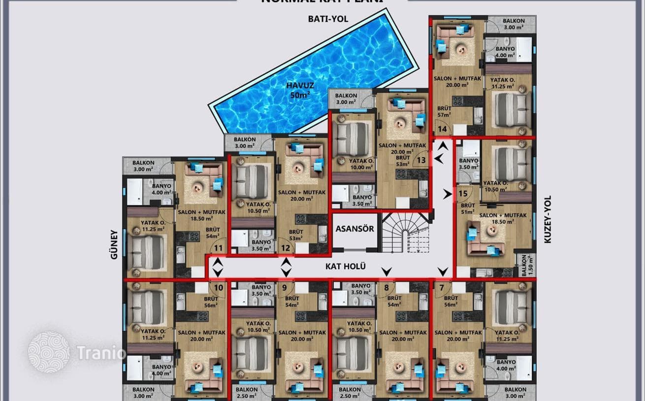 New Build Apartments Eligible for Residence Permit in Lara, Antalya