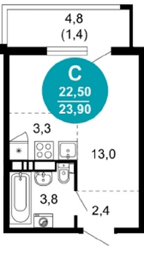 Studio Apartment in Lestoriya Complex, Sochi