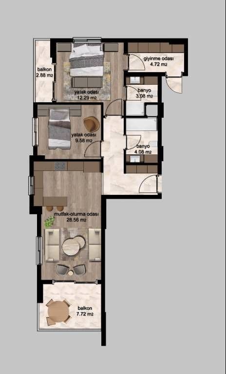 Квартира в Мерсине, Турция, 59 м², фото 3