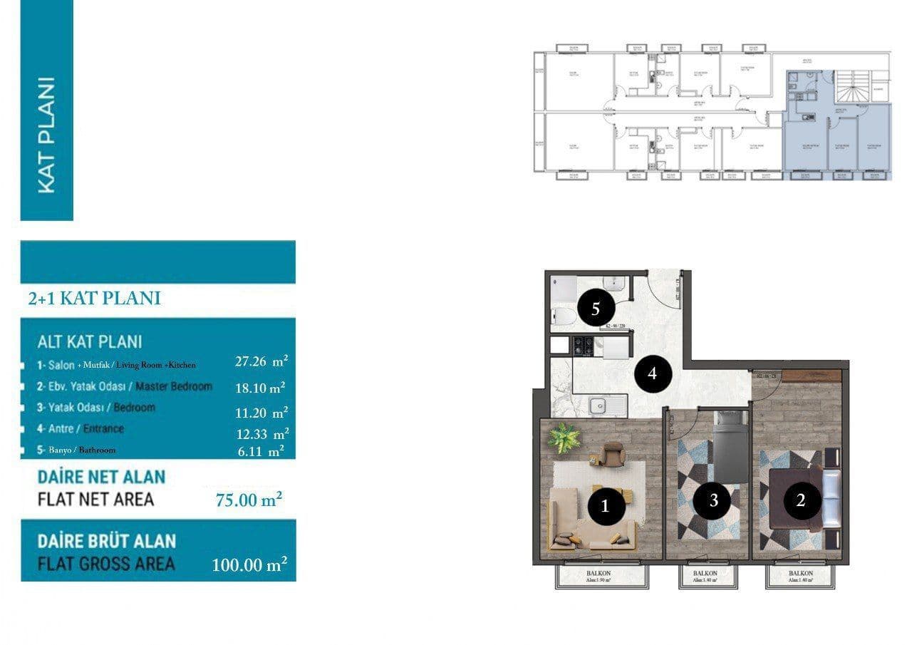 Квартира в Стамбуле, Турция, 75 м², фото 5