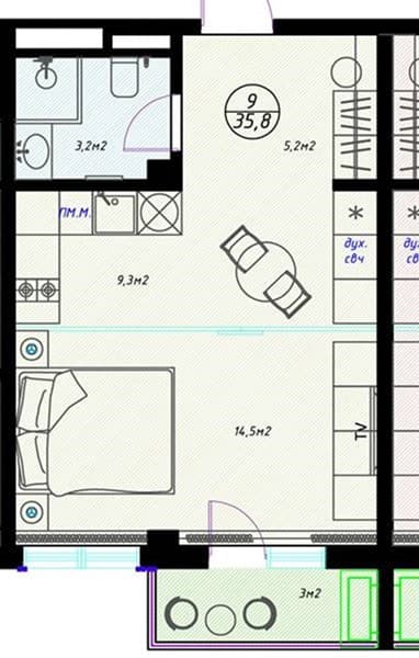 Studio Apartment in Olivia, Sochi