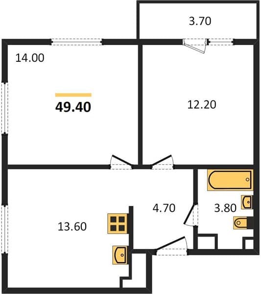 1-Bedroom Apartment on the 23rd Floor in Oblaka-2, Novorossiysk