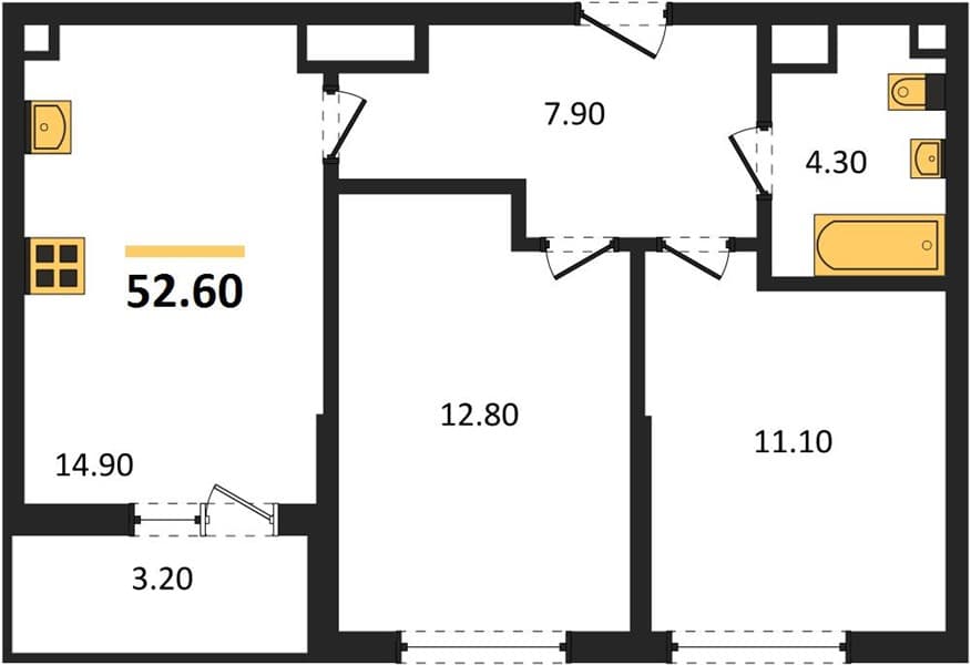 1-Bedroom Apartment in Oblaka-3, Novorossiysk