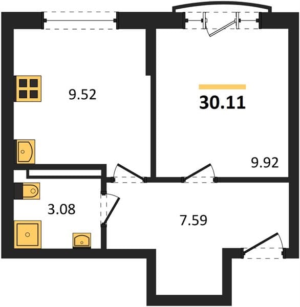 Studio, 30.11 m² in Svetsky Les, Sochi