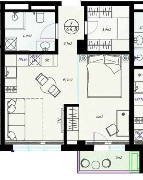 1-Bedroom Apartment in Olivia, Sochi