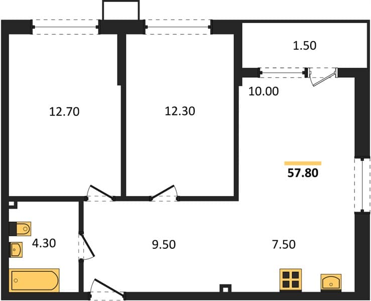 1-Bedroom Apartment in Porto-Novo, Tsemdolina, Novorossiysk