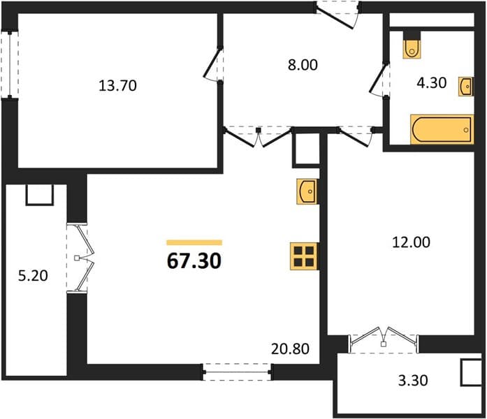 2-Bedroom Apartment with Sea View in Golubitskaya