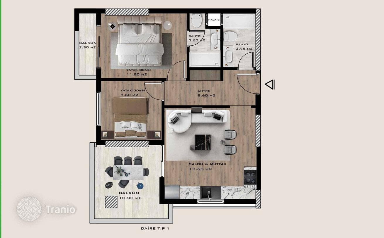 2-Bedroom (2+1) Apartments for Investment in Mersin, Mezitli