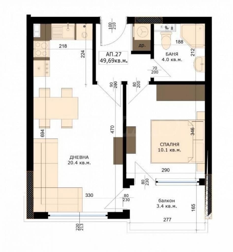 Апартаменты в Варне, Болгария, 56.17 м², фото 3