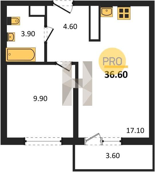 Studio, 36.6 m² in Oblaka-3 Complex, Novorossiysk