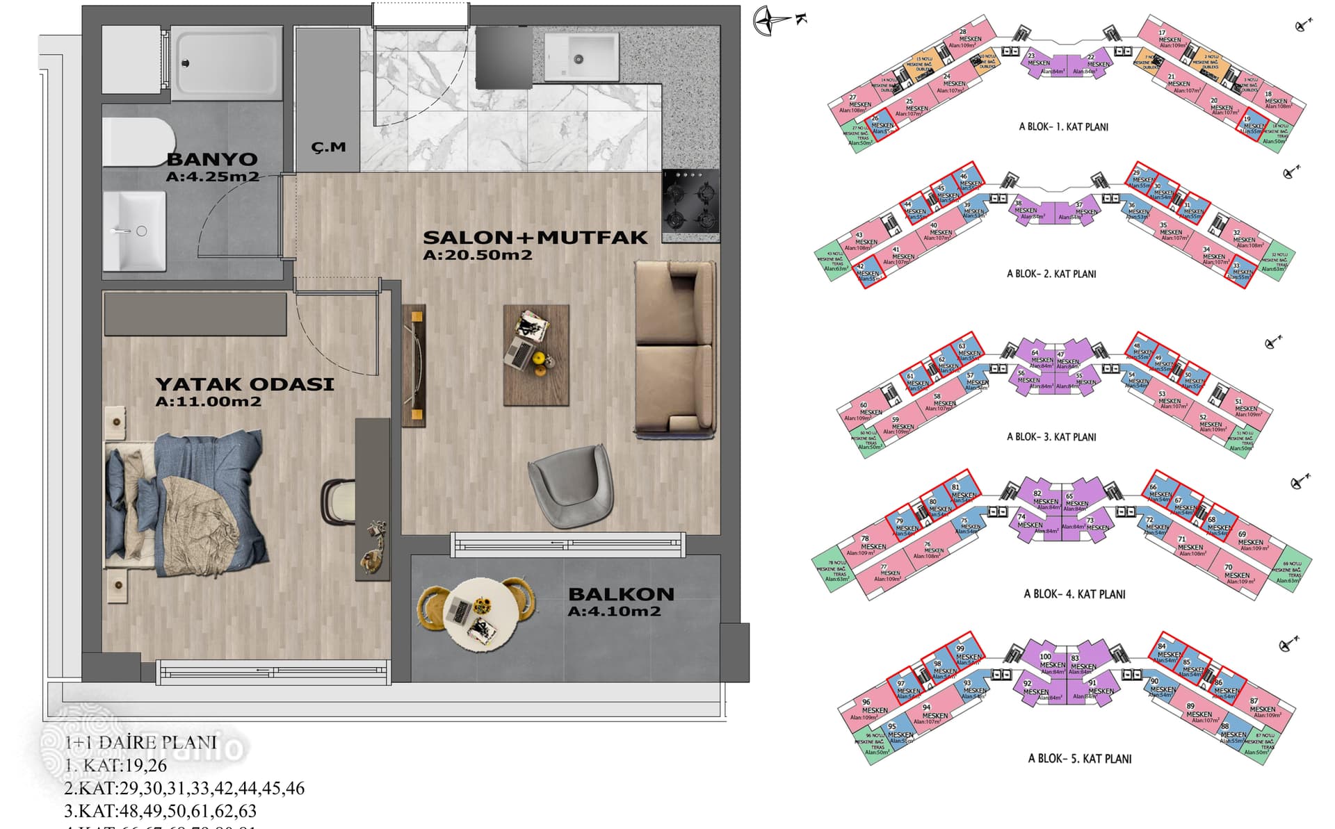 1–2-Bedroom Apartments in Altintash, Antalya