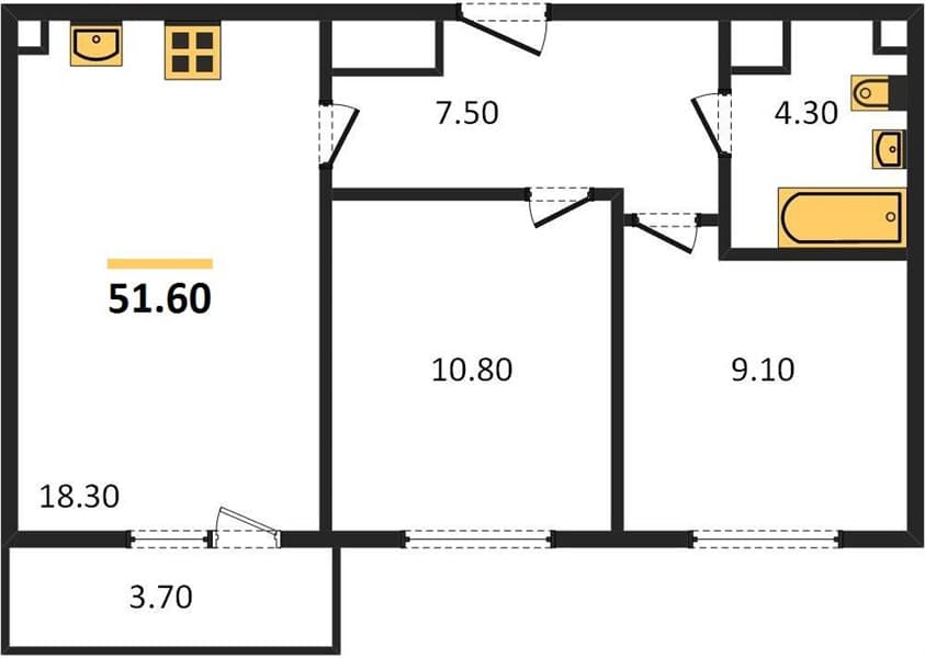 2-Bedroom Apartment in Oblaka-2, Novorossiysk