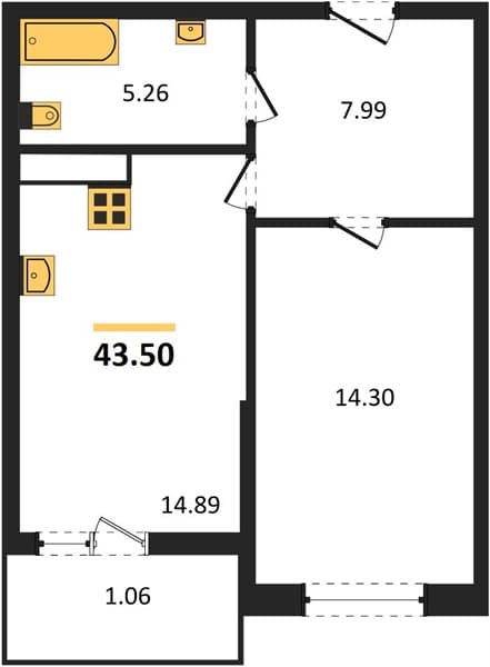 1-Bedroom Apartment in Centralnyy (Gamma) Complex, Anapa