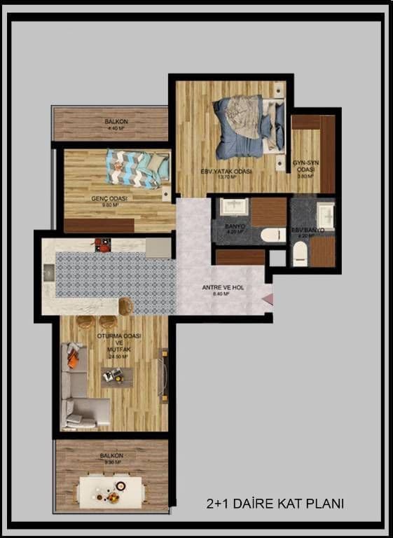 Квартира в Мерсине, Турция, 45 м², фото 4