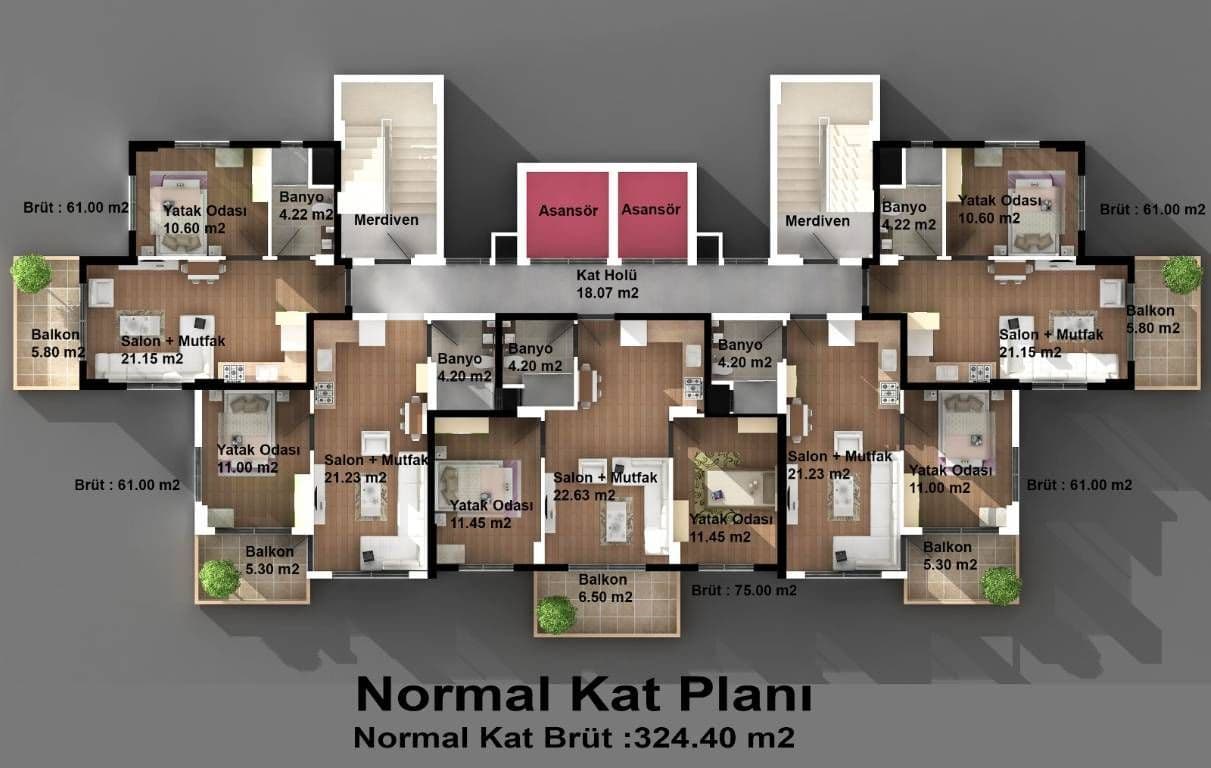 Апартаменты в Мерсине, Турция, 40 м², фото 4