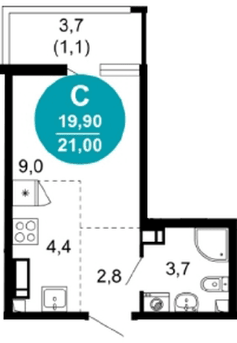 Studio Apartment in Lestoriya, Sochi