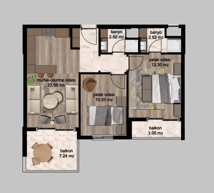 Квартира в Мерсине, Турция, 59 м², фото 4