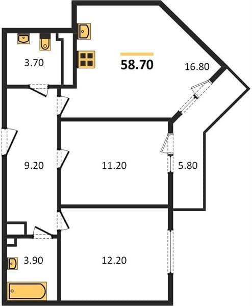 2-Bedroom Apartment with High Floor in Oblaka-2, Novorossiysk