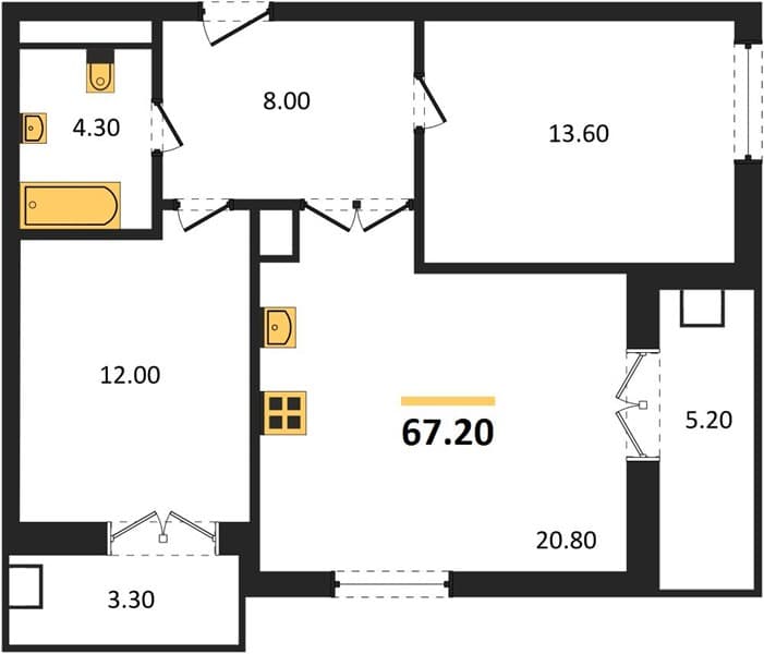 2-Bedroom Apartment in Gostichnyy Kompleks More Tut, Golubitskaya