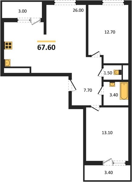 1-Bedroom Apartment in Oblaka-3, Novorossiysk
