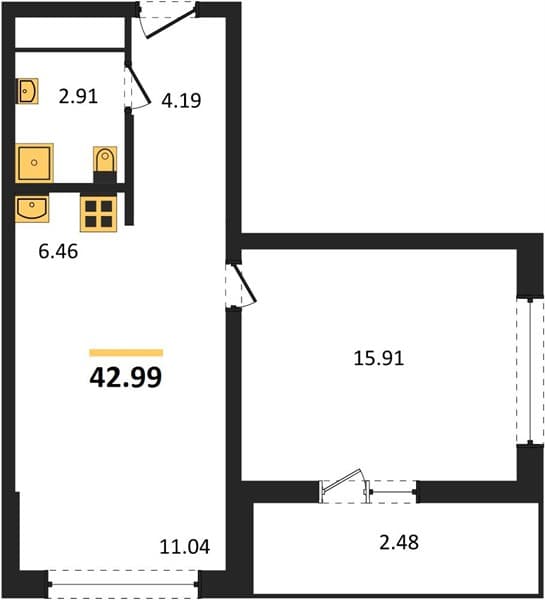 1-Bedroom Apartment in Oxygen Residential Complex, Sochi