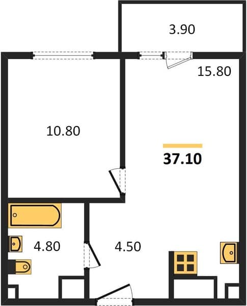 1-Bedroom Apartment on the 23rd Floor in Oblaka-2, Novorossiysk