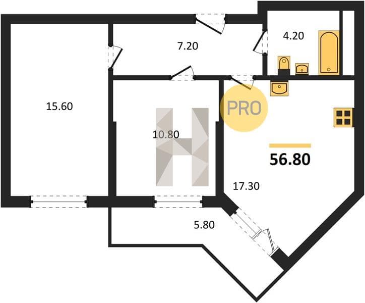1-Bedroom Apartment in Oblaka-3, Novorossiysk