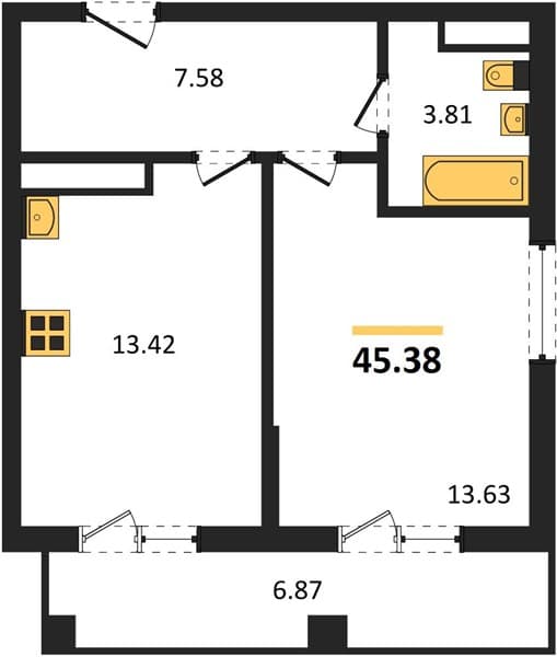 Studio Apartment with Sea View in Sochi