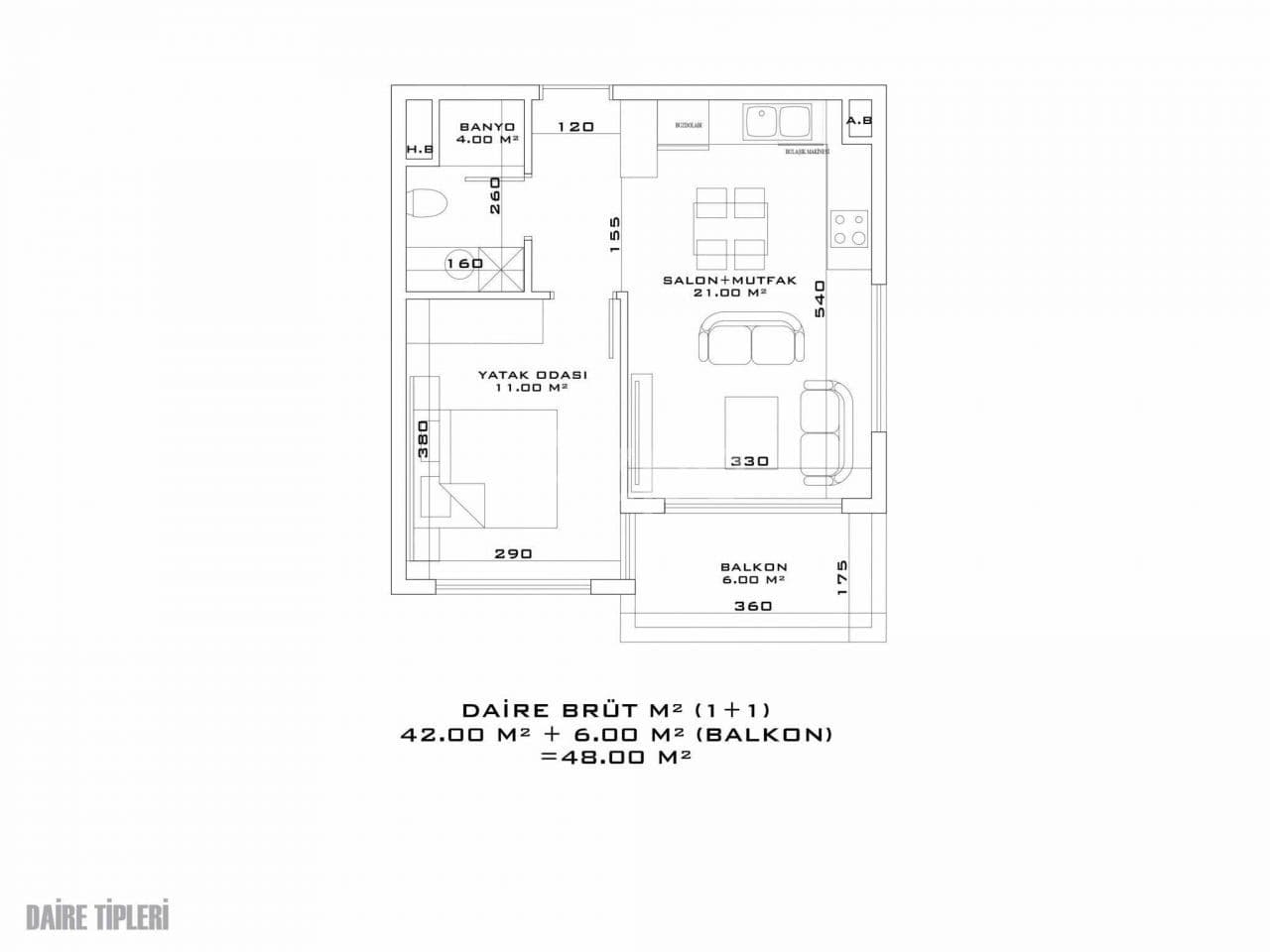 Апартаменты в Анталии, Турция, 62 м², фото 3