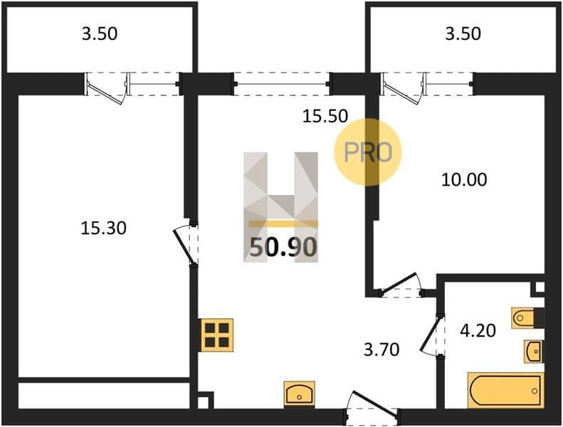 1-Bedroom Apartment in Flora, Kudepta, Sochi