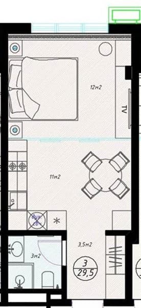 Studio Apartment in Olivia, Sochi