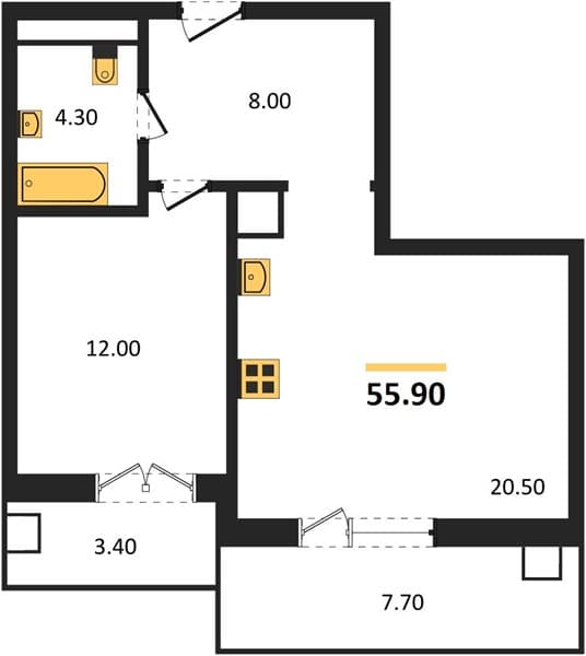1-Bedroom Apartment in Gostichnyy Kompleks More Tut, Golubitskaya