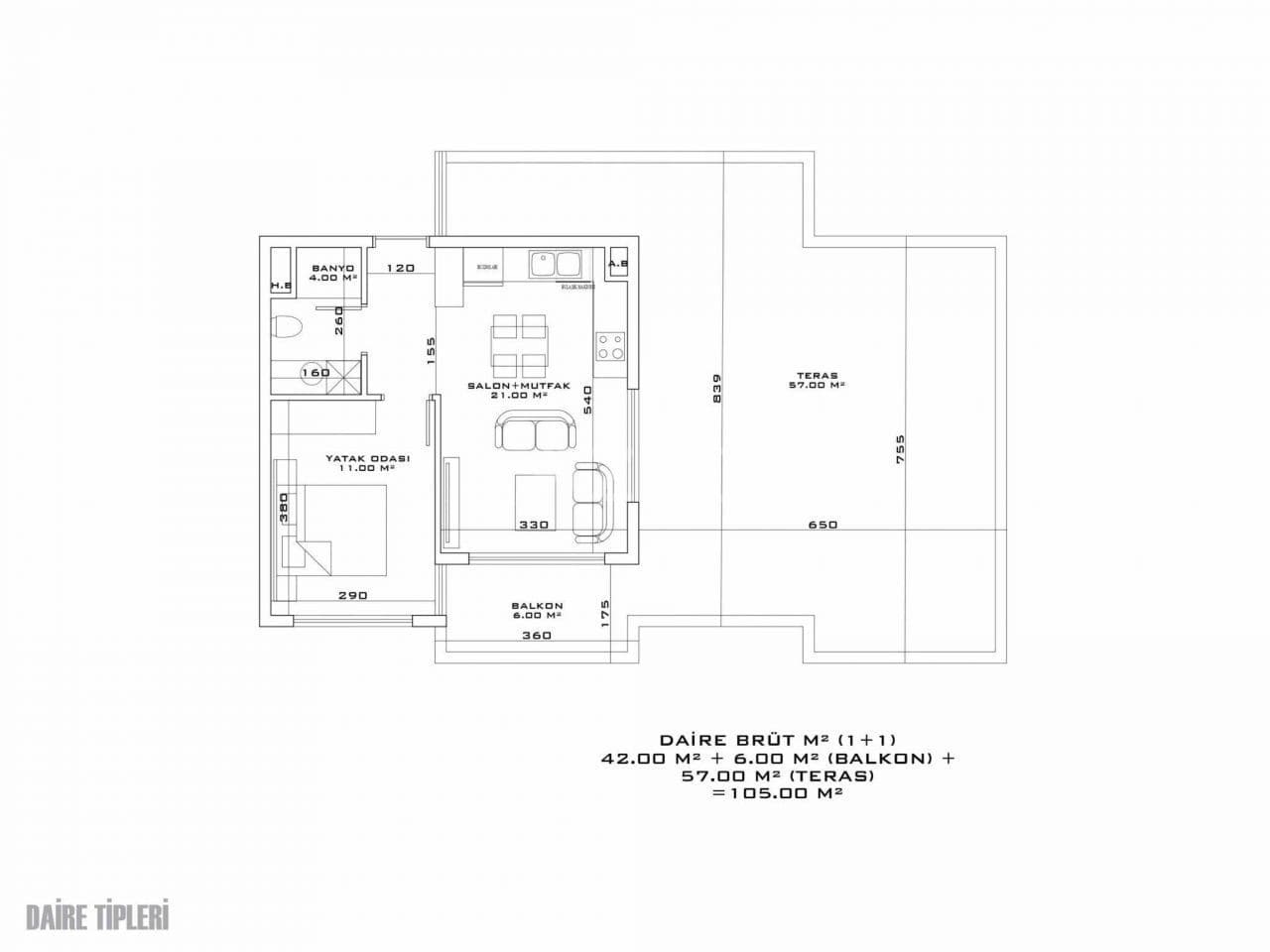 Апартаменты в Анталии, Турция, 62 м², фото 4