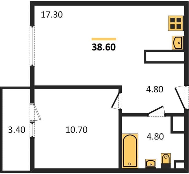 1-Bedroom Apartment in Clouds-2, Novorossiysk