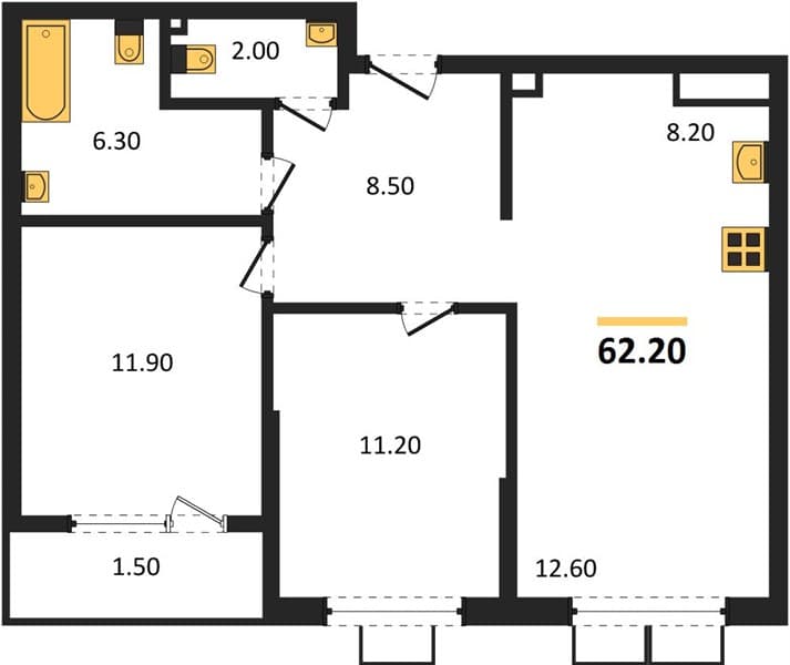 2-Bedroom Apartment in Porto-Novo, Tsemdolina, Novorossiysk