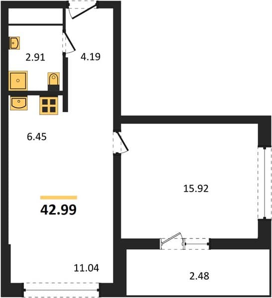 1-Bedroom Apartment on the 18th Floor in Kislorod, Sochi