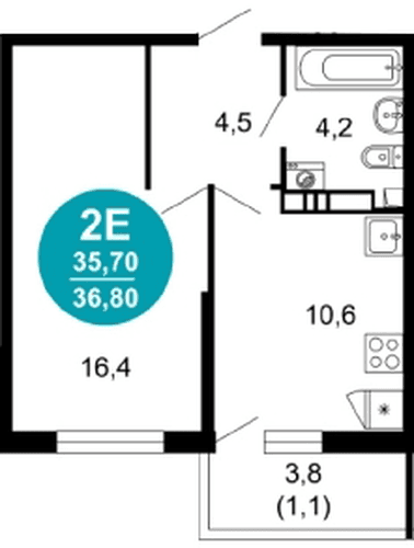1-Bedroom Apartment in Lestoriya, Sochi