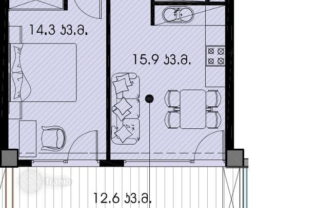 1-Bedroom Apartment with Spacious Balcony in Tbilisi City Center, photo 3