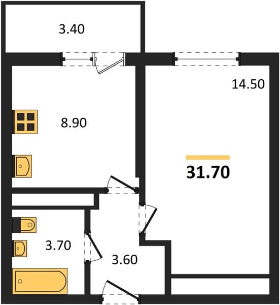 Studio Apartment in Oblaka-3, Novorossiysk