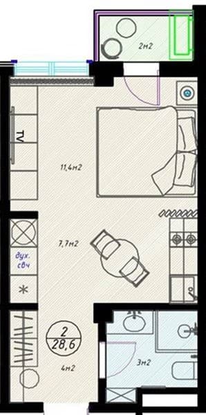 Studio Apartment in Olivia, Sochi