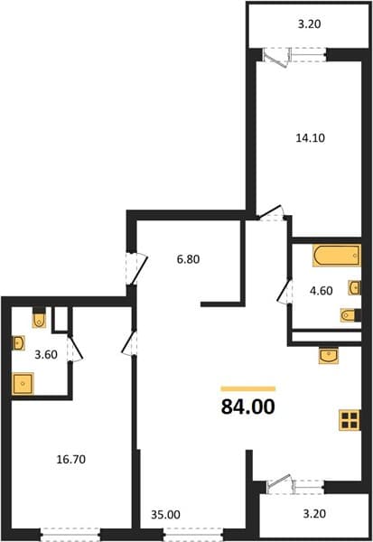 2-Bedroom Apartment in Oblaka-3, Novorossiysk
