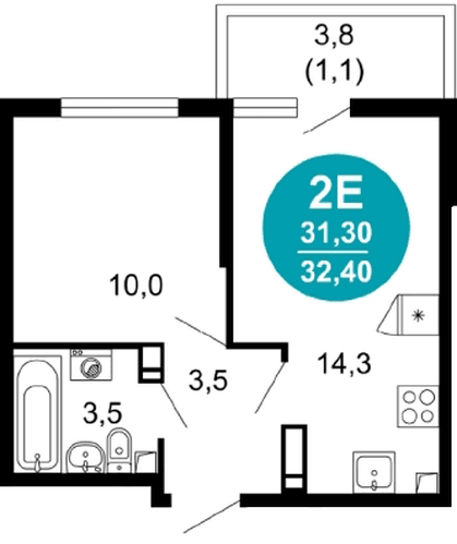 1-Bedroom Apartment in Lestoriya, Sochi