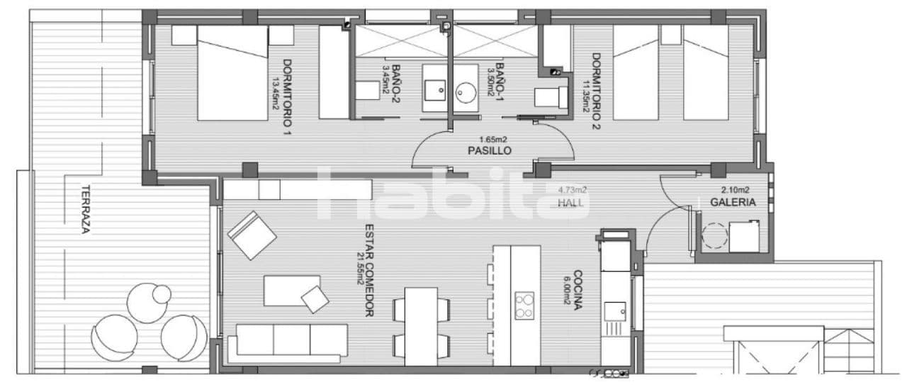 Апартаменты в Гуардамар-дель-Сегура, Испания, 80.11 м²