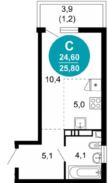 Studio Apartment in Lestoriya, Sochi